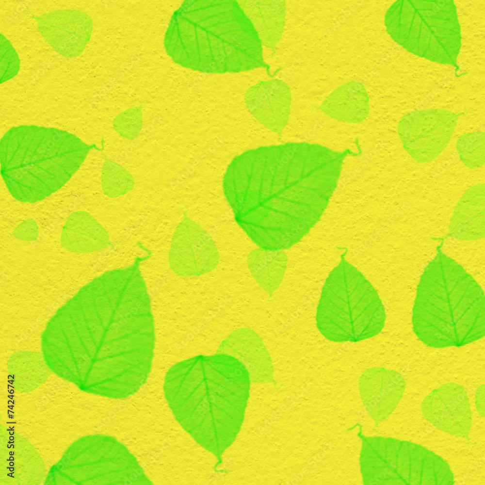 yellow wall texture with green leaf paint,for background
