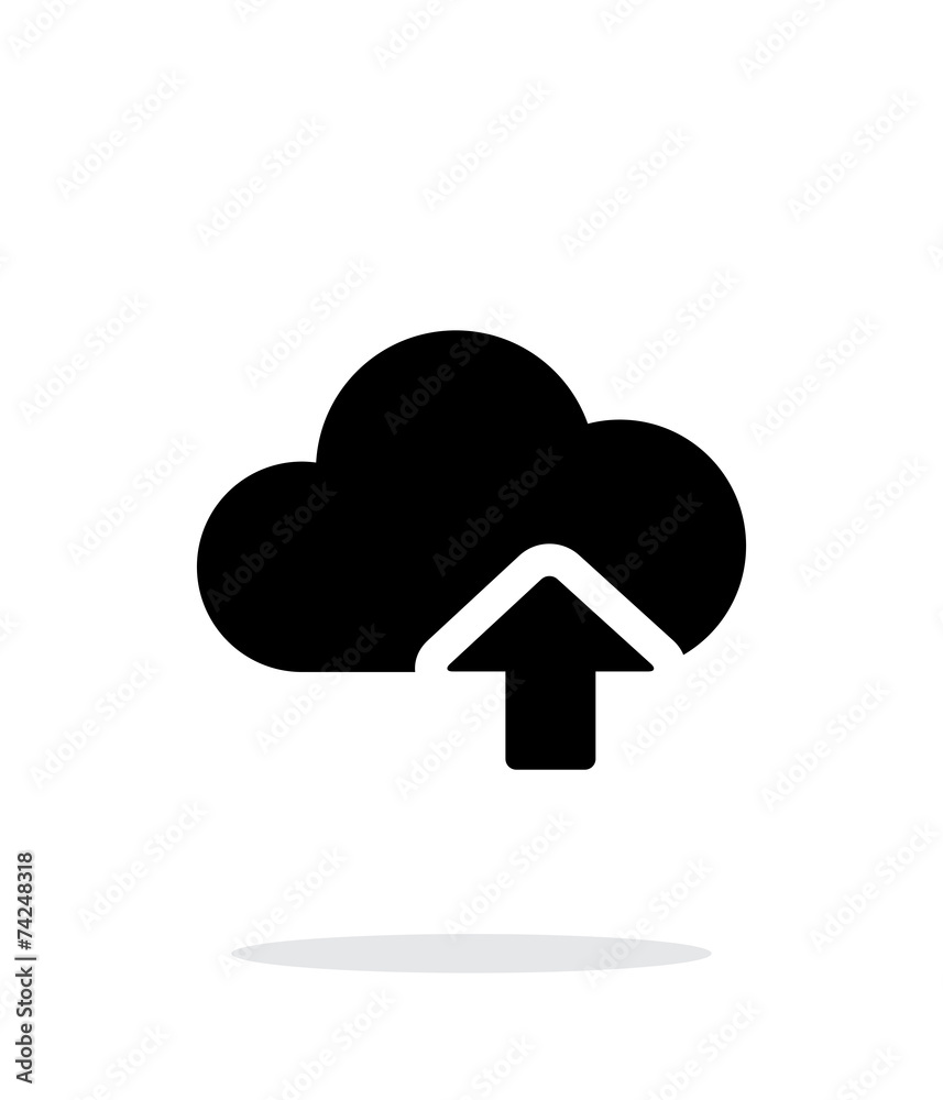 Cloud computing upload simple icon on white background.