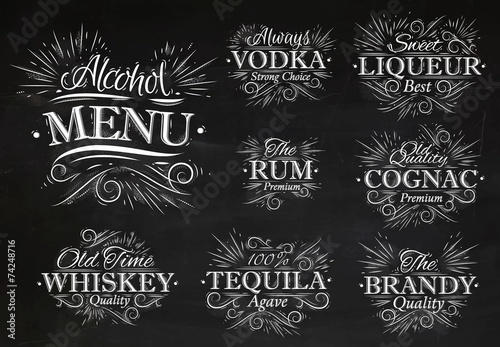 Set alcohol menu chalk