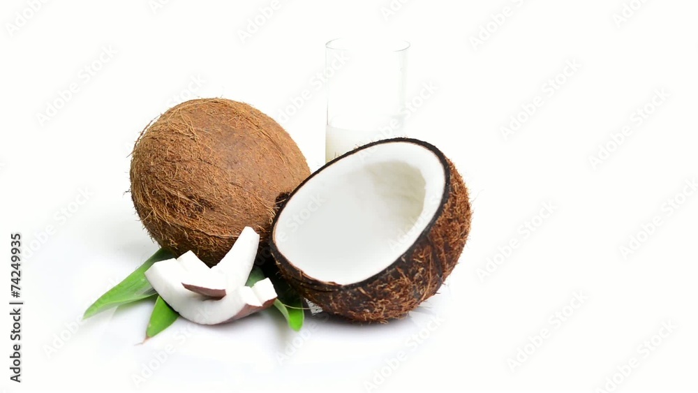 coconut rotating on white background