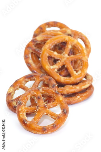 baked bread pretzel snack on white background