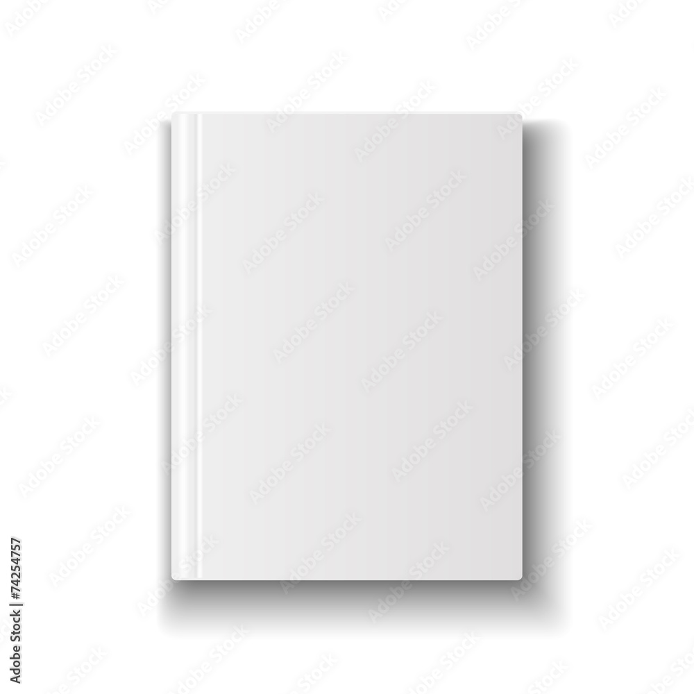 Blank book cover template on white background with soft shadows Blank book cover template on white background with soft shadows