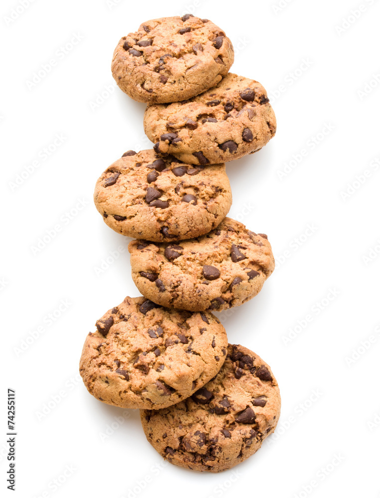Chocolate cookies isolated on white background cutout Chocolate cookies isolated on white background cutout