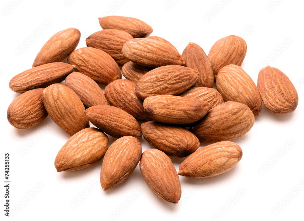 almond nuts isolated on white background close up almond nuts isolated on white background close up