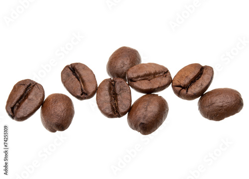 roasted coffee beans isolated in white background cutout