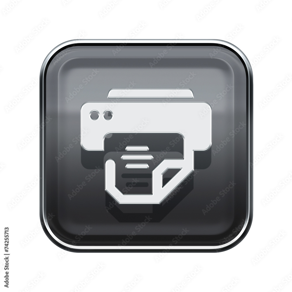 Printer icon glossy grey, isolated on white background Printer icon glossy grey, isolated on white background