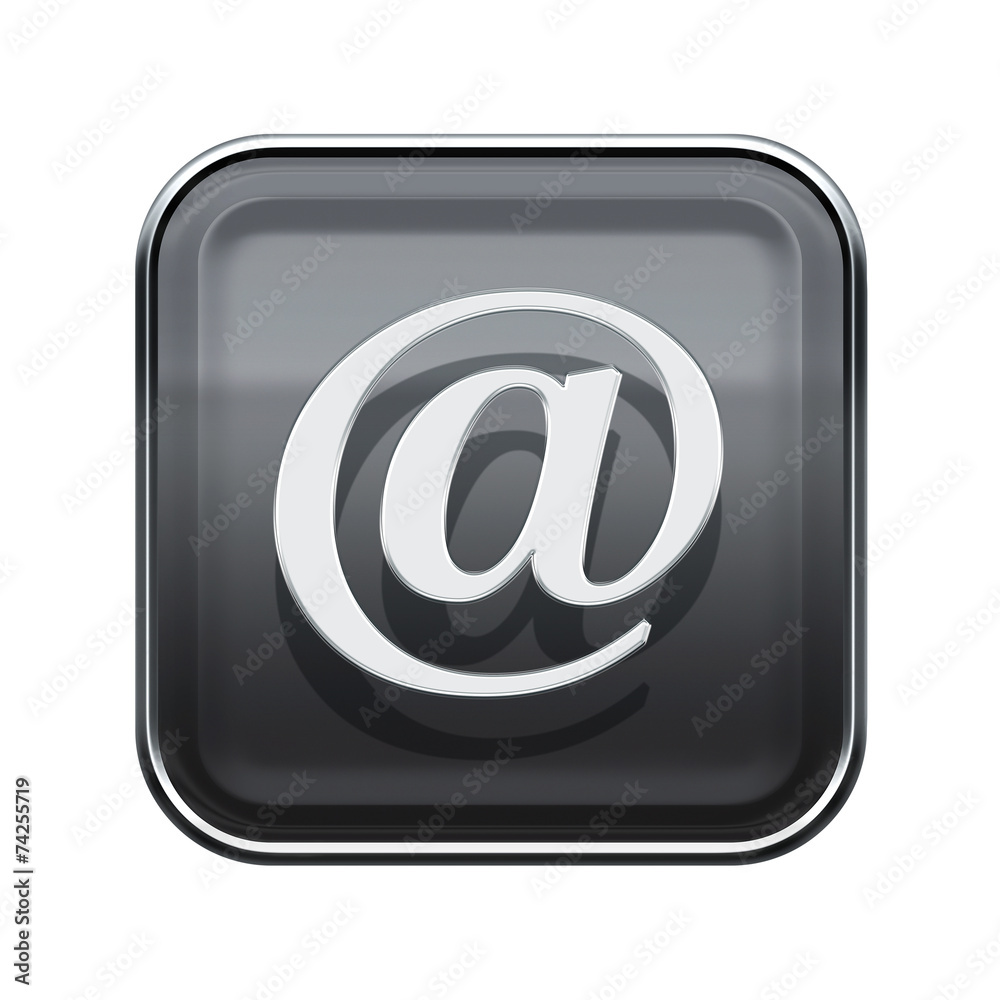 Email symbol icon glossy grey, isolated on white background Email symbol icon glossy grey, isolated on white background