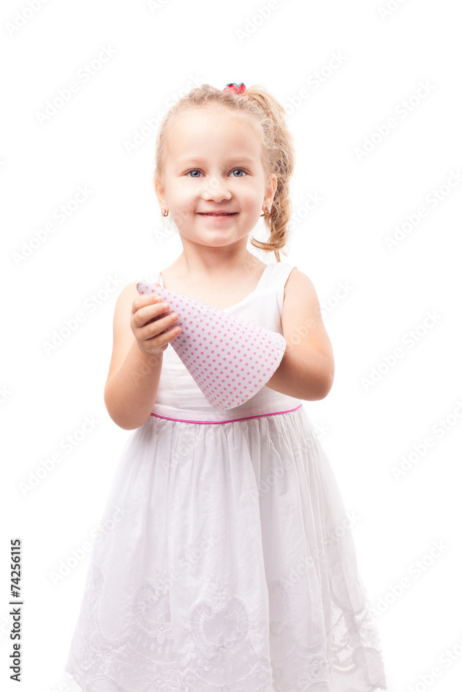 Cute little girl with party hat isolated Cute little girl with party hat isolated