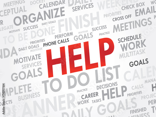 Word cloud of HELP related items, vector background