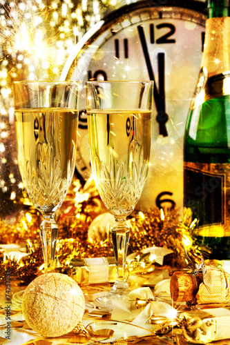 New Year Celebration with champagne.