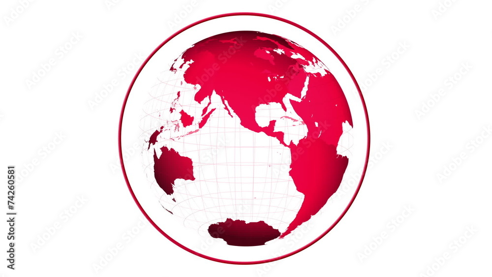 Red globe spinning on white background Red globe spinning on white background