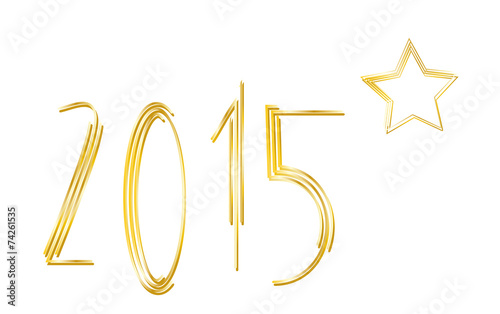 Neujahr 2015 - Goldene Jahreszahl mit Stern