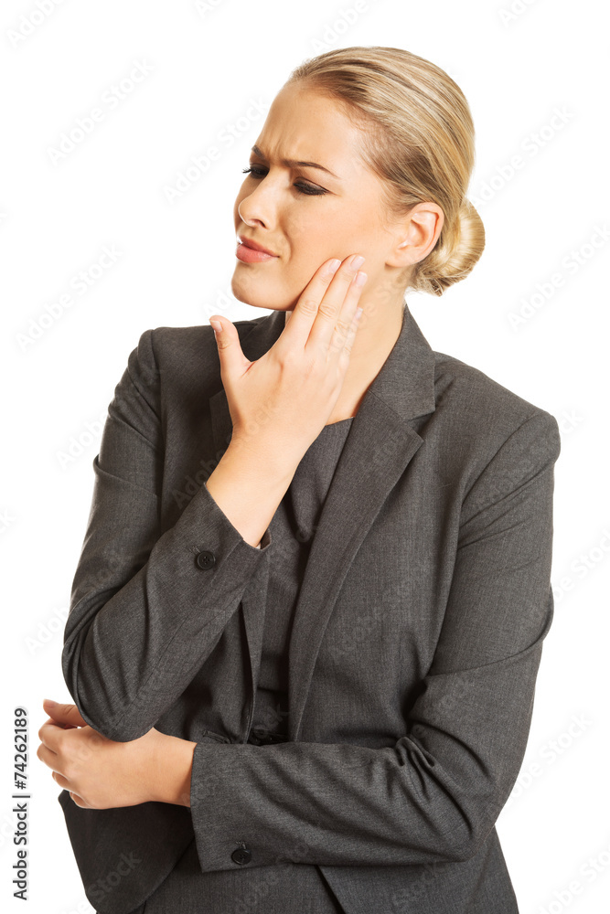 Portrait of young woman with toothache Portrait of young woman with toothache