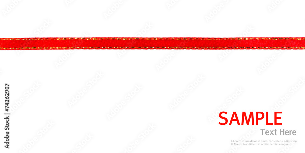 Shiny red and gold border ribbon on white background with copy Shiny red and gold border ribbon on white background with copy