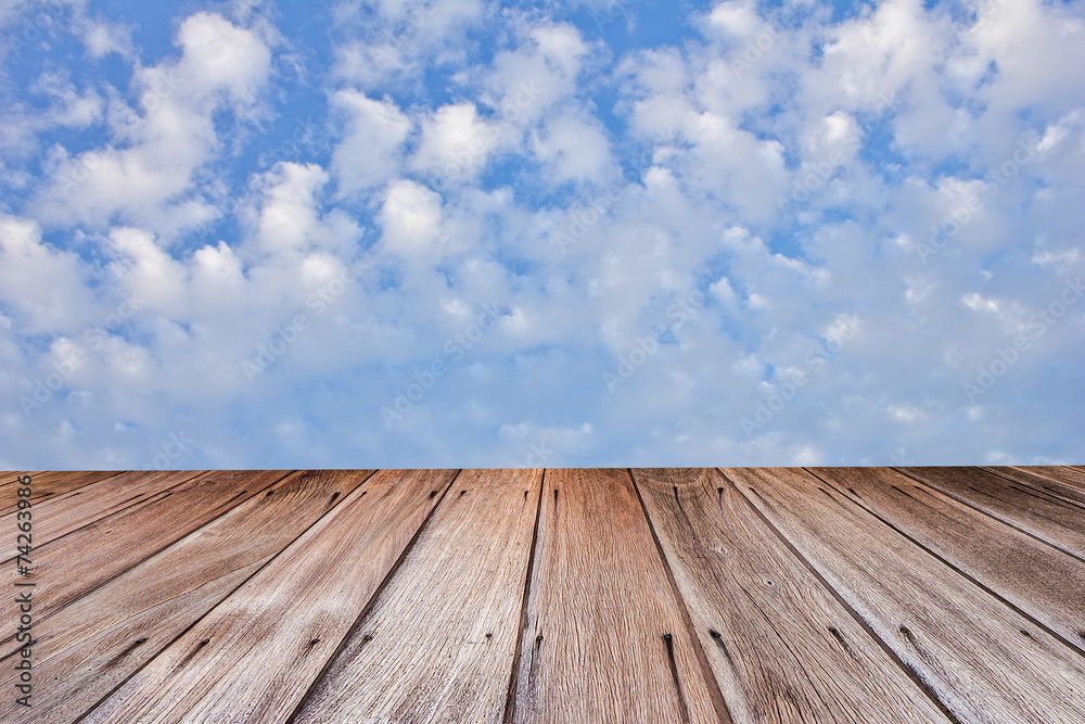 wooden planks with sky