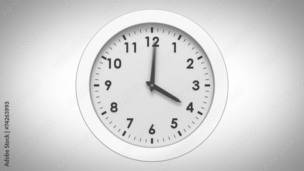 Clock ticking on white background Clock ticking on white background