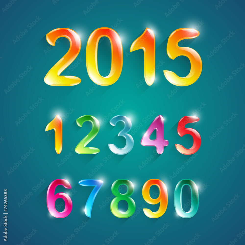 Set of numbers fonts. Alphabet numbers crystal colors style. Set of numbers fonts. Alphabet numbers crystal colors style.