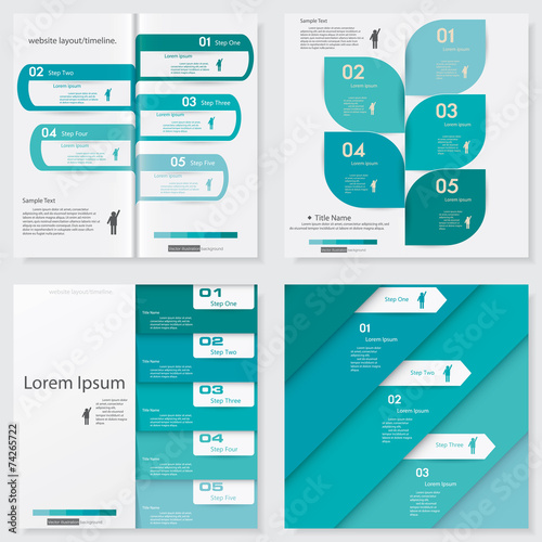 Collection of clean number banners template/website layout.