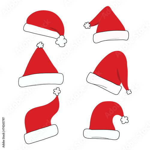 red christmas hat set isolated