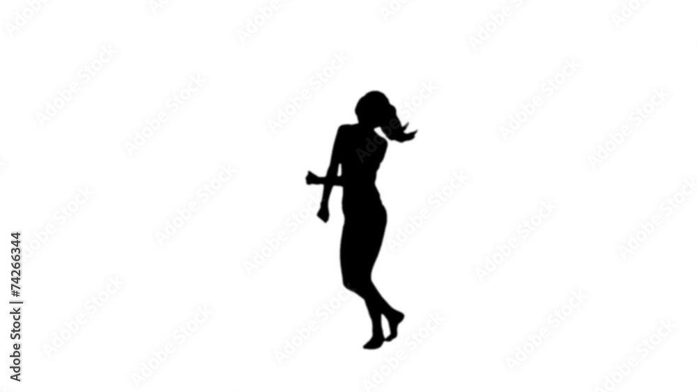 Woman dancing in black silhouette Woman dancing in black silhouette
