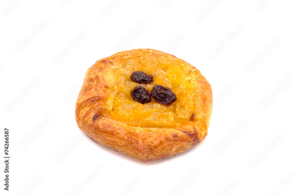 Pineapple Pastry with raisin on White Background Pineapple Pastry with raisin on White Background