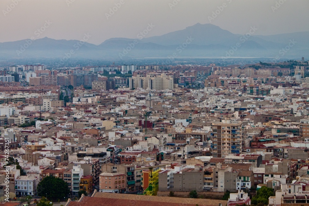 Aerial view of evening Alicante