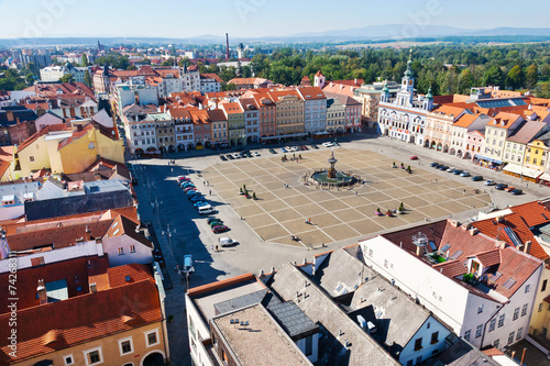 Main square and town hall, Ceske Budejovice, Czech republic photo