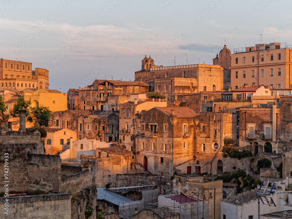 landscape of Matera in the evening