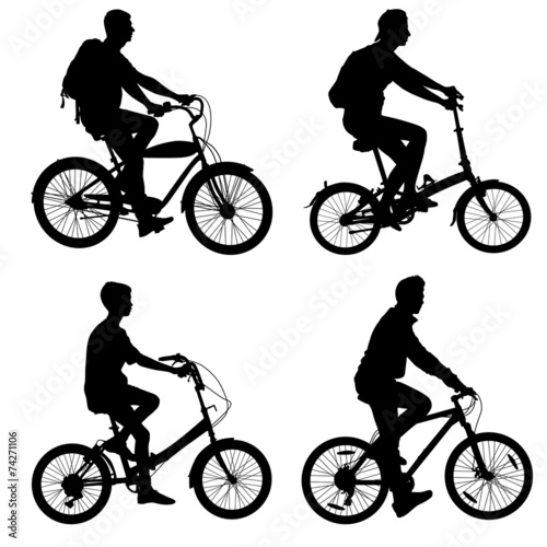 Set silhouette of a cyclist male and female.  vector illustratio