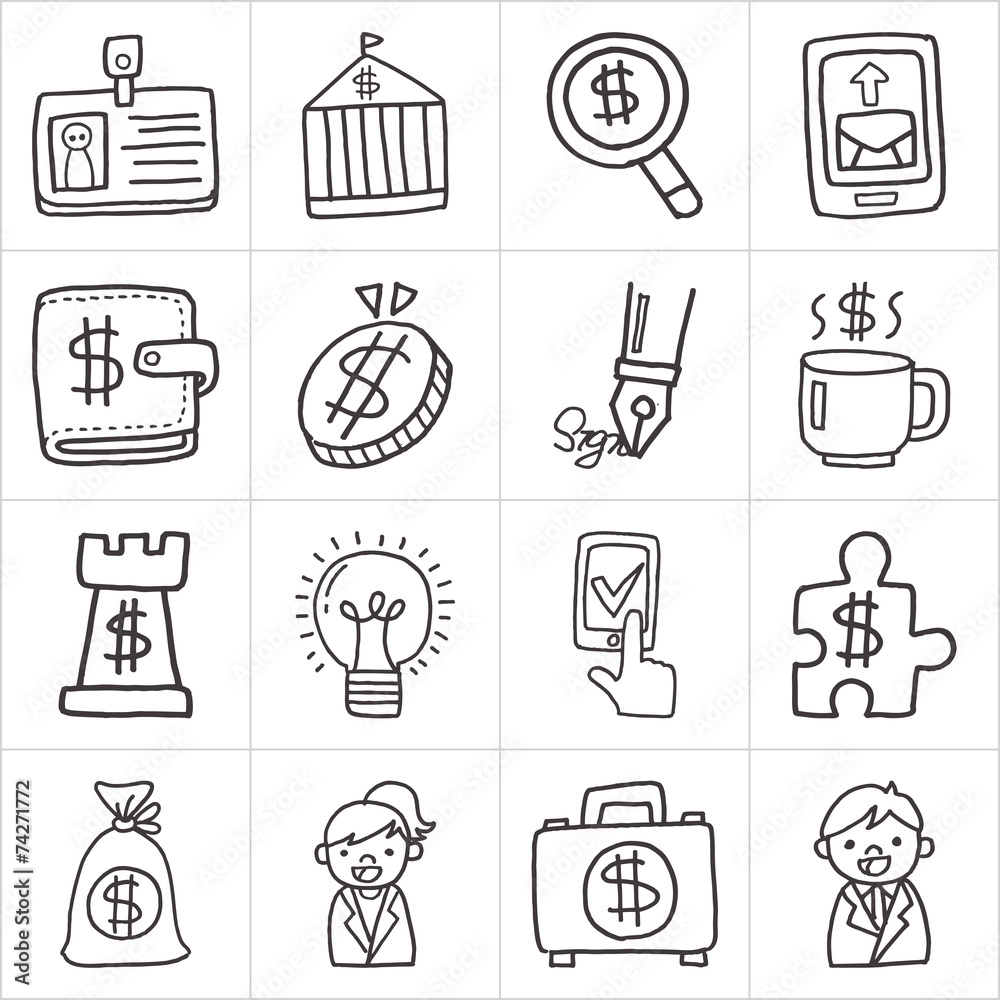 Business doodle icons Business doodle icons
