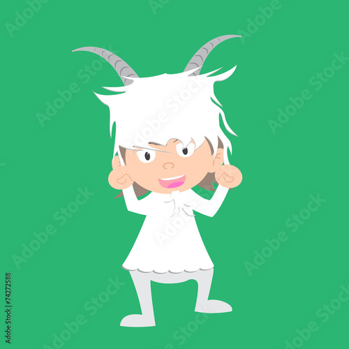 illustration of baby in a goat fancy dress costume vector