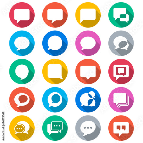 speech bubble flat color icons