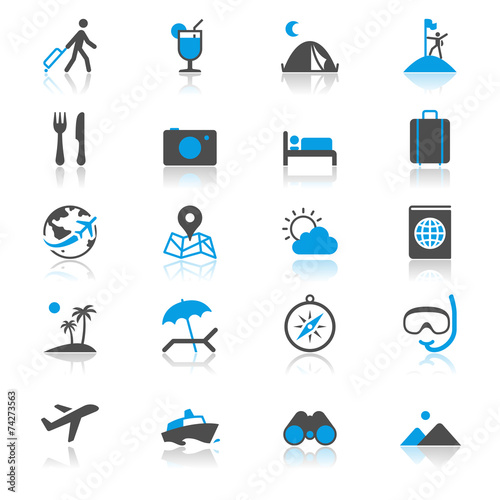 Traveling flat with reflection icons