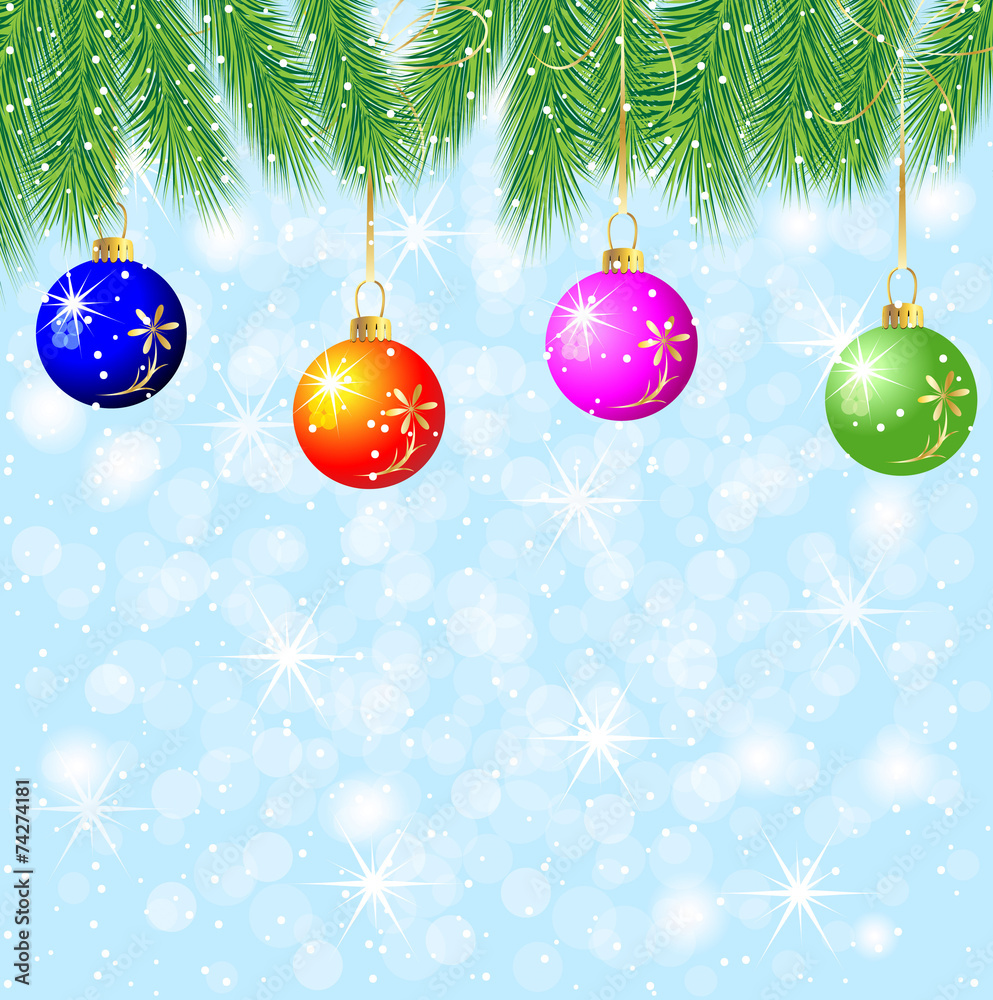 festive background with the branches of christmas tree and varic