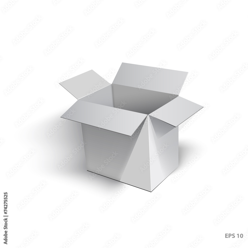 Open cardboard box with a realistic shadow