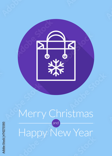 Christmas greeting card in flat design style