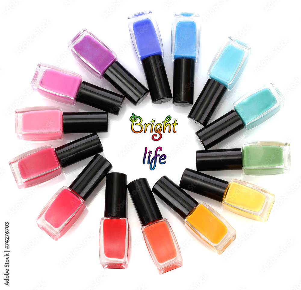 Colorful nail polishes, isolated on white Colorful nail polishes, isolated on white