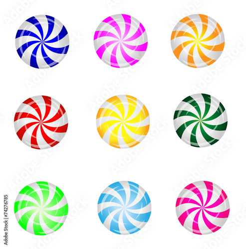 candies lollipops on a white background