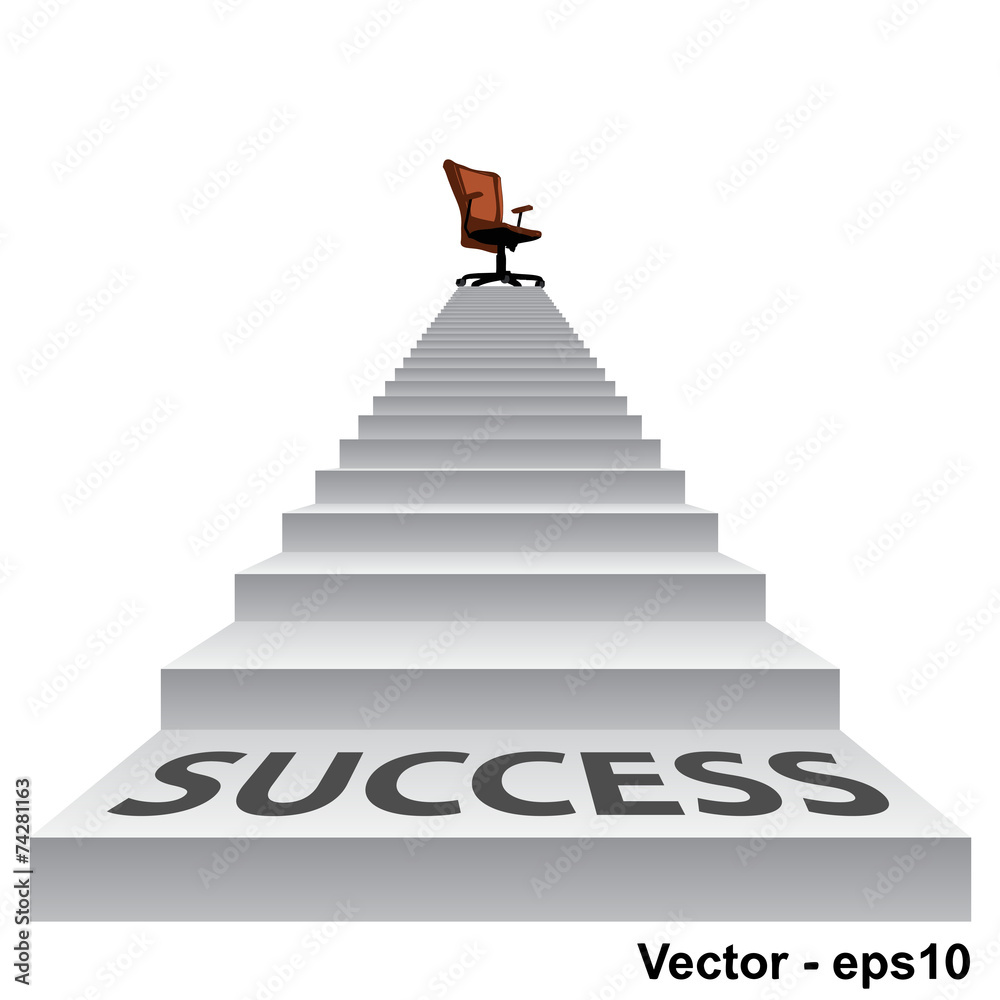 Vector white stair with a chair