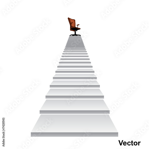 Vector white stair with a chair
