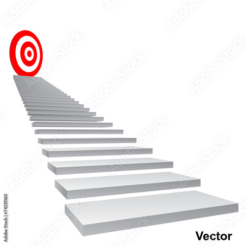 Vector conceptual red target on stair for success