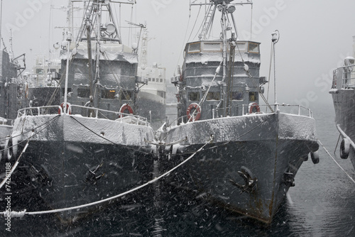 Snowstorm in the port