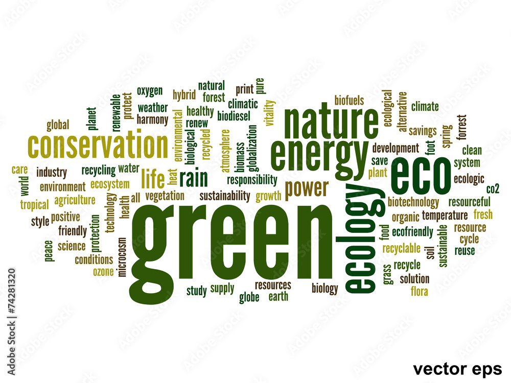 Vector conceptual ecology word cloud Vector conceptual ecology word cloud