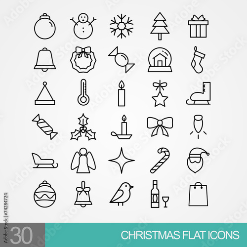 30 Christmas vector stroke icons