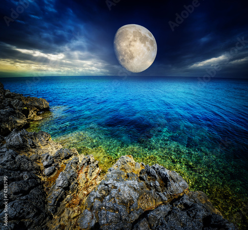 sea and moon