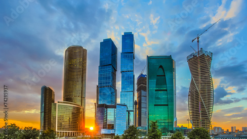 Sky-scrapers at sunset, HDR...