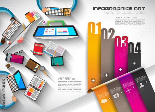 Infographic template with flat UI icons for ttem ranking