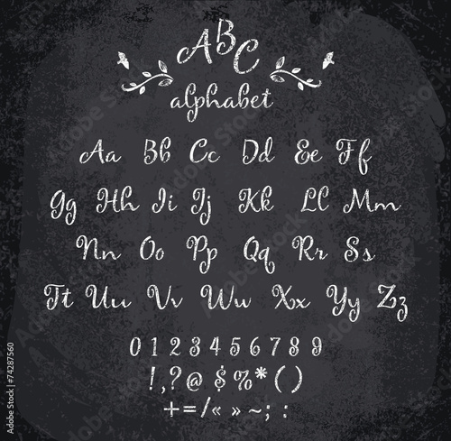 Vector illustration of chalked alphabet.