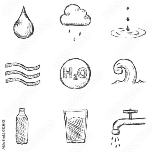 Vector Set of Sketch Water  Icons