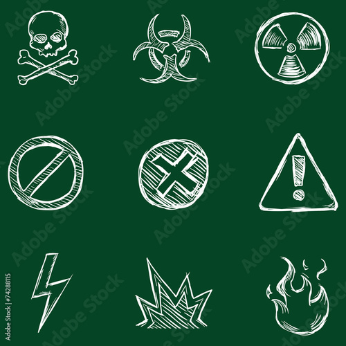 Vector Set of Chalk Warning  Icons